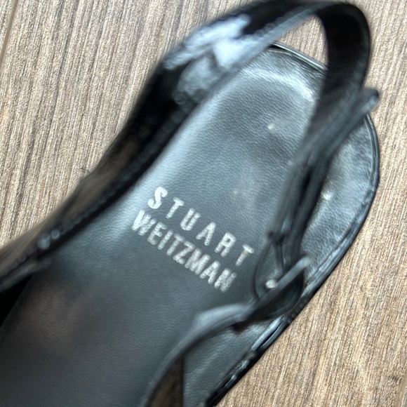 Stuart Weitzman Black Patent Leather Slingback Heels | 10.5 - Picture 6 of 12